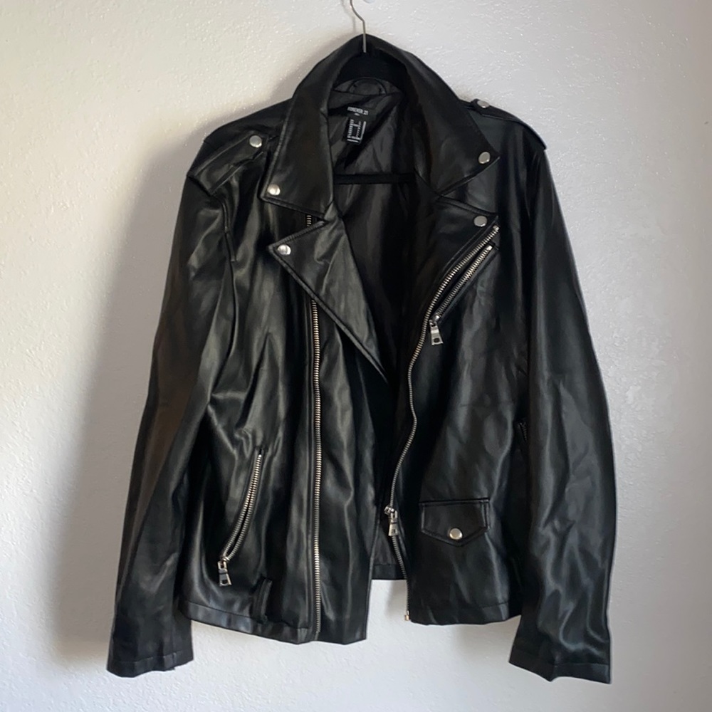 Forever 21 Black Biker Trench